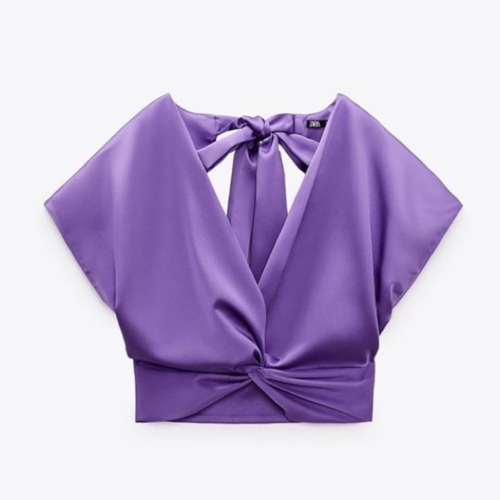 Zara Knotted Satin Effect Top